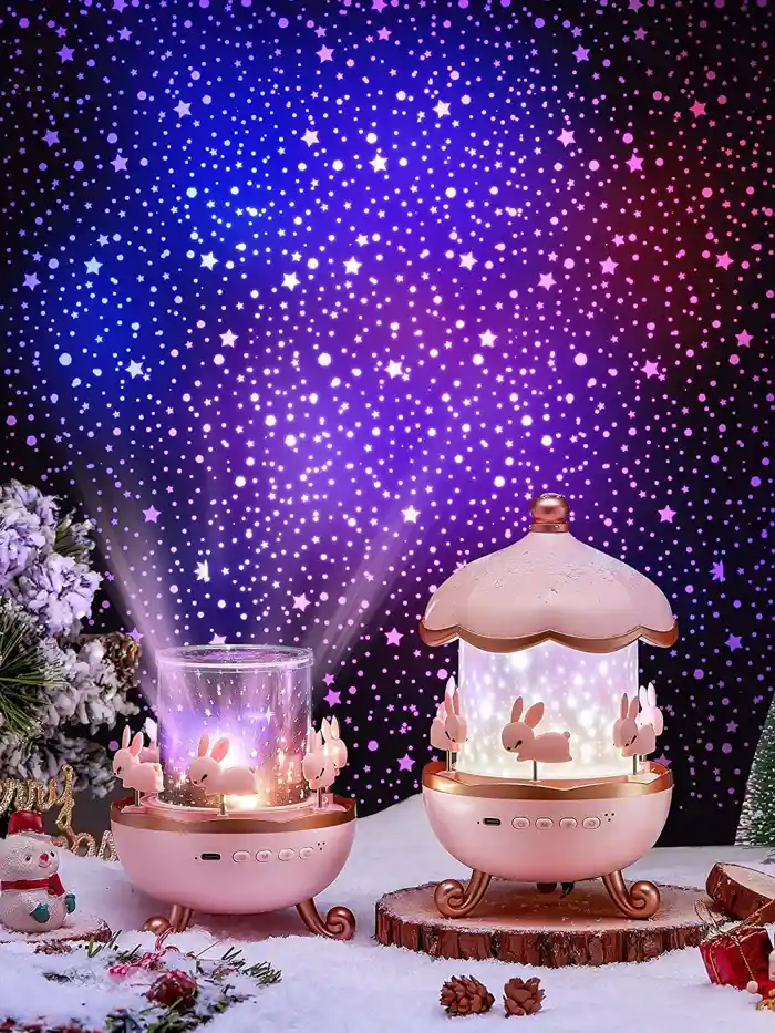 Rotating Cabin Projector Lamp Star Projector Night Light for Kids Baby carousel night light